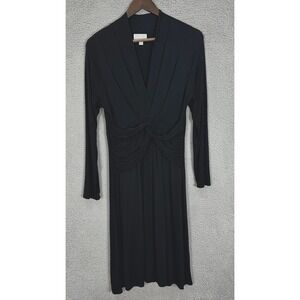 Pure Collection Long Sleeve Black Midi Dress Womens 10 Jersey Stretch Minimalist